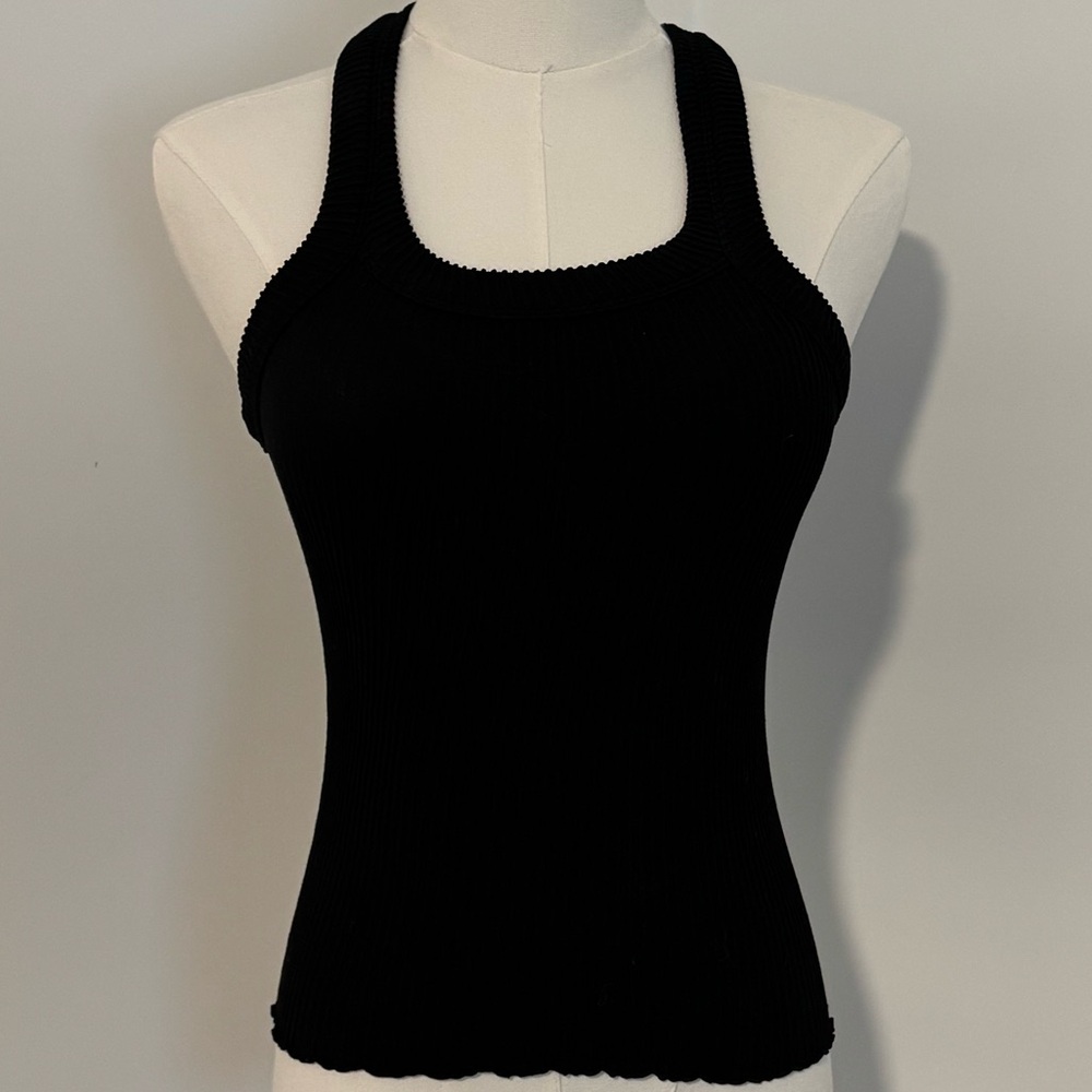Free People Chic Black Ribbed Women's Tank Top